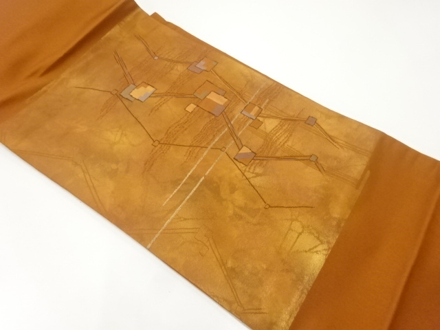 JAPANESE KIMONO / NAGOYA OBI / SILK / WOVEN ABSTRACT PATTERN